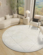 Ivory 3' 3 x 3' 3 Trellis Shag Round Area Rug Thick Soft Touch Fluffy & Plush Shaggy Pile