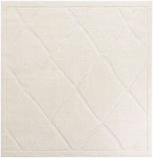Ivory 7' 10 x 7' 10 Trellis Shag Square Area Rug Thick Soft Touch Fluffy & Plush Shaggy Pile