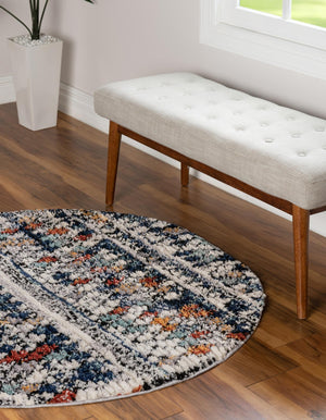 Multicolor 7' x 7' Morocco Round Rug