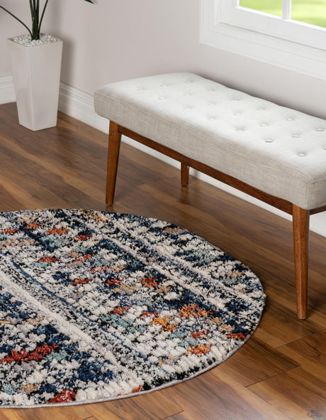 Multicolor 7' x 7' Morocco Round Area Rug 100% Polyester Traditional Classic Carpet for Moroccan Inspired Interior Design Home Decor for Sale at Rug Engine