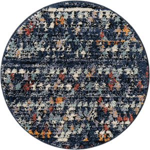 Navy Blue 3' 3 x 3' 3 Morocco Round Rug