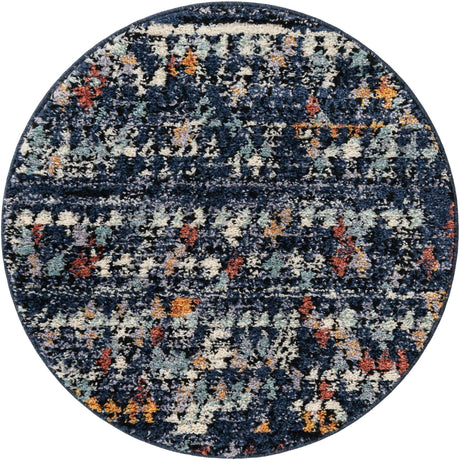 Navy Blue 3' 3 x 3' 3 Morocco Round Rug