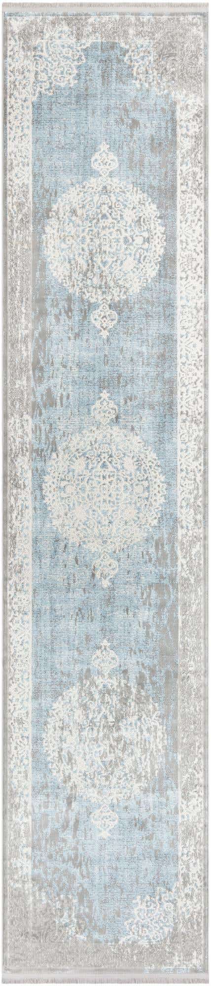Light Blue 2' 7 x 12' New Classical Runner Area Rug 70% Polypropylene & 30% Polyester Traditional Vintage Distressed Carpet for Interior Design Home Decor for Sale at Rug Engine