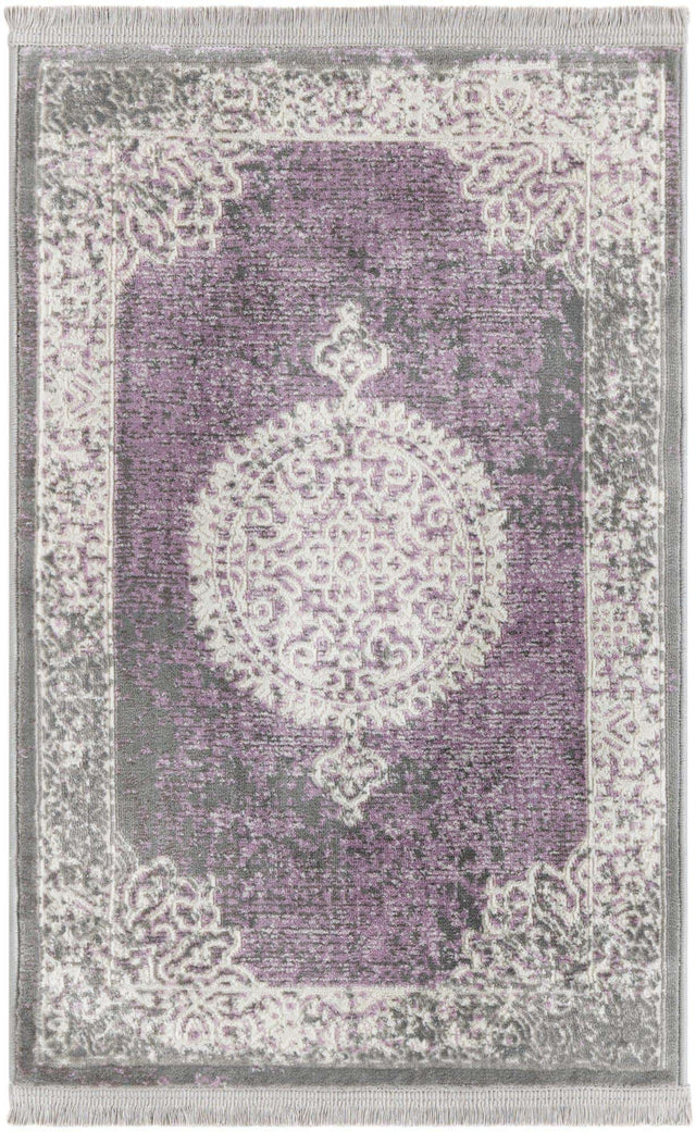 Purple 2' x 3' 1 New Classical Rectangle Area Rug 70% Polypropylene & 30% Polyester Traditional Vintage Distressed Carpet for Interior Design Home Decor for Sale at Rug Engine