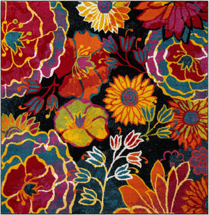 Black 7' 10 x 7' 10 Lyon Square Area Rug Vivid Colorful Abstract Modern 100% Polypropylene Carpet for Living Room, Dining, Office for Sale at Rug Engine