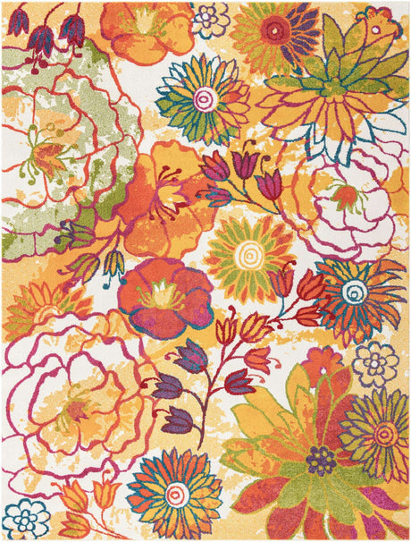 Ivory 10' x 13' Lyon Rectangle Area Rug Vivid Colorful Abstract Modern 100% Polypropylene Carpet for Living Room, Dining, Office for Sale at Rug Engine