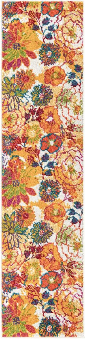 Ivory 2' x 8' Lyon Runner Area Rug Vivid Colorful Abstract Modern 100% Polypropylene Carpet for Living Room, Dining, Office for Sale at Rug Engine