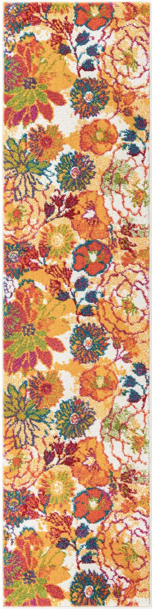 Ivory 2' x 8' Lyon Runner Area Rug Vivid Colorful Abstract Modern 100% Polypropylene Carpet for Living Room, Dining, Office for Sale at Rug Engine