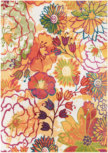 Ivory 7' 10 x 11' Lyon Rectangle Area Rug Vivid Colorful Abstract Modern 100% Polypropylene Carpet for Living Room, Dining, Office for Sale at Rug Engine