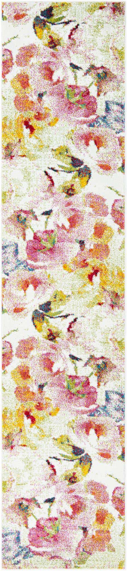 Ivory 2' 7 x 12' Lyon Runner Area Rug Vivid Colorful Abstract Modern 100% Polypropylene Carpet for Living Room, Dining, Office for Sale at Rug Engine
