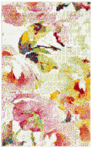 Ivory 2' x 3' 1 Lyon Rectangle Area Rug Vivid Colorful Abstract Modern 100% Polypropylene Carpet for Living Room, Dining, Office for Sale at Rug Engine