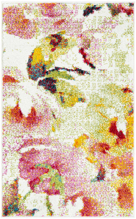 Ivory 2' x 3' 1 Lyon Rectangle Area Rug Vivid Colorful Abstract Modern 100% Polypropylene Carpet for Living Room, Dining, Office for Sale at Rug Engine