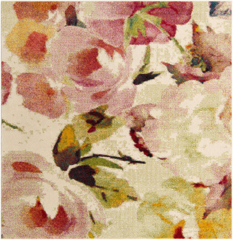 Ivory 7' 10 x 7' 10 Lyon Square Area Rug Vivid Colorful Abstract Modern 100% Polypropylene Carpet for Living Room, Dining, Office for Sale at Rug Engine