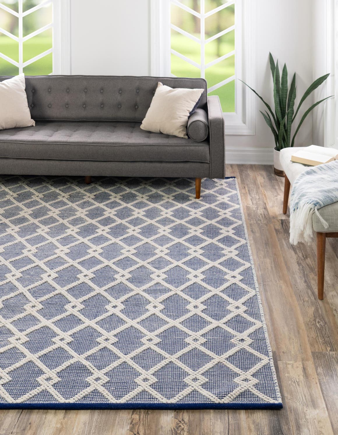 Blueberry 10' x 10' Jill Zarin Dorset Square Area Rug Premium Wool & Cotton Blend All Natural Pile Carpet for Bedrooms, Offices, Living Rooms, Dorms for Sale at Rug Engine