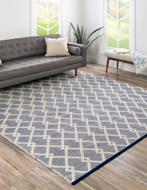 Blueberry 10' x 10' Jill Zarin Dorset Square Area Rug Premium Wool & Cotton Blend All Natural Pile Carpet for Bedrooms, Offices, Living Rooms, Dorms for Sale at Rug Engine
