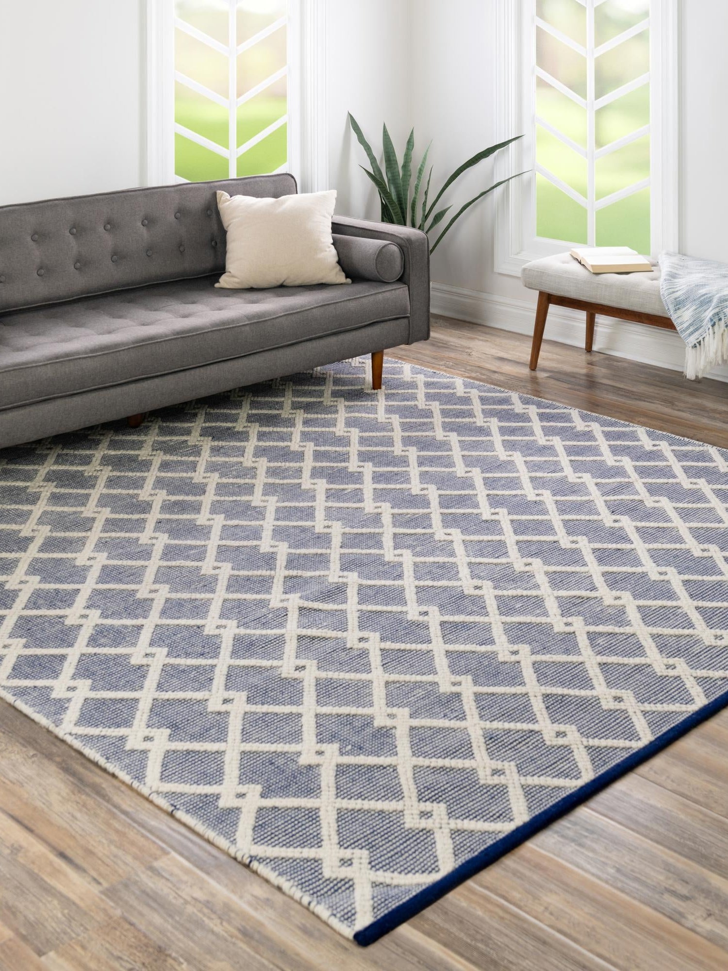 Blueberry 8' x 8' Jill Zarin Dorset Square Area Rug Premium Wool & Cotton Blend All Natural Pile Carpet for Bedrooms, Offices, Living Rooms, Dorms for Sale at Rug Engine