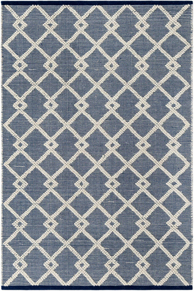Blueberry 4' 1 x 6' 1 Jill Zarin Dorset Rectangle Area Rug Premium Wool & Cotton Blend All Natural Pile Carpet for Bedrooms, Offices, Living Rooms, Dorms for Sale at Rug Engine