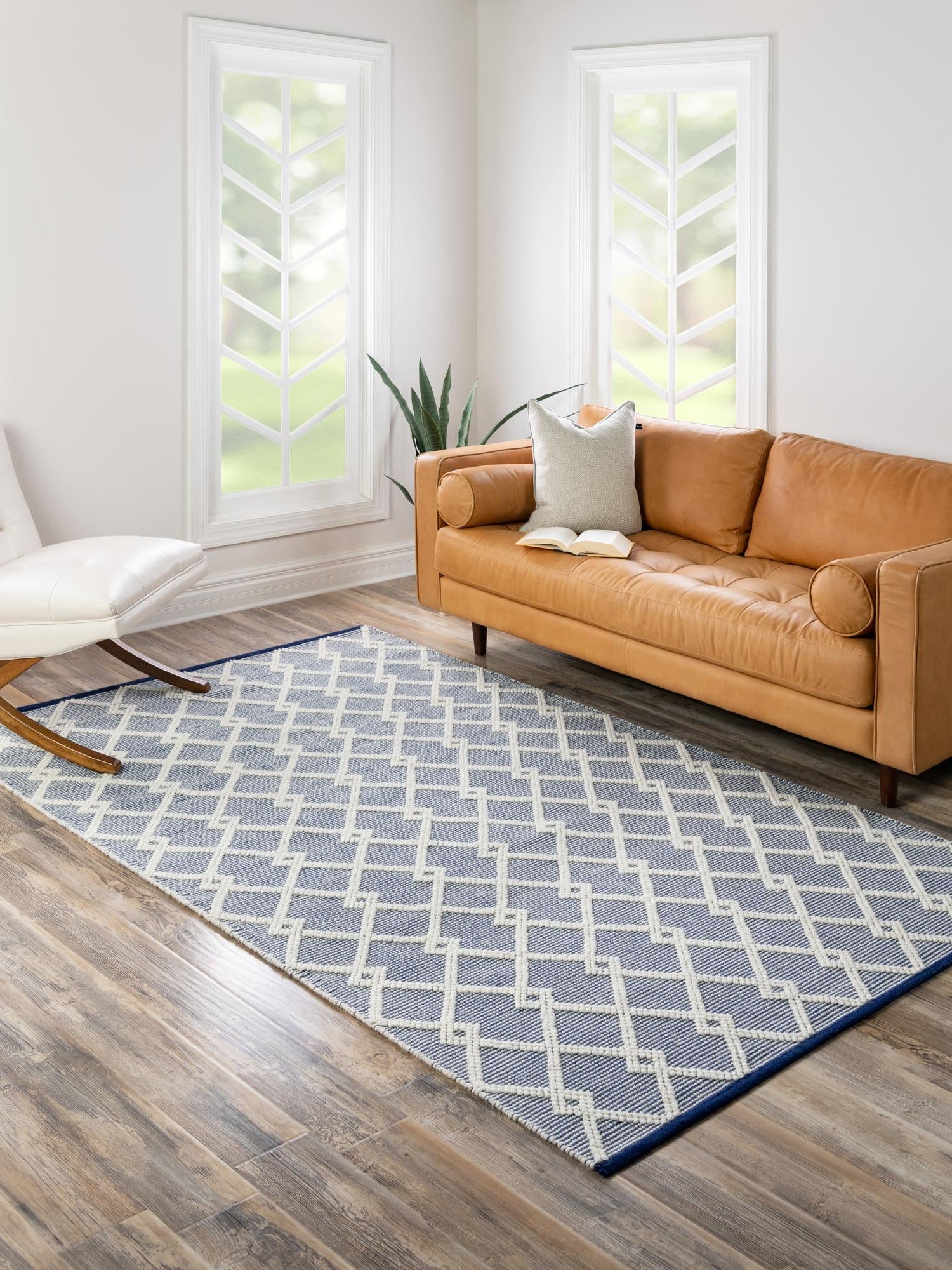 Blueberry 5' 1 x 8' Jill Zarin Dorset Rectangle Area Rug Premium Wool & Cotton Blend All Natural Pile Carpet for Bedrooms, Offices, Living Rooms, Dorms for Sale at Rug Engine