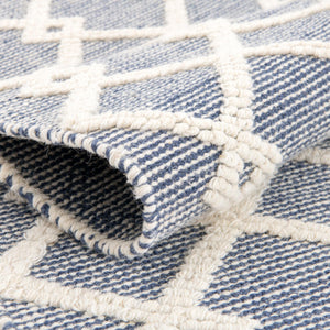 Blueberry 5' 1 x 8' Jill Zarin Dorset Rectangle Area Rug Premium Wool & Cotton Blend All Natural Pile Carpet for Bedrooms, Offices, Living Rooms, Dorms for Sale at Rug Engine