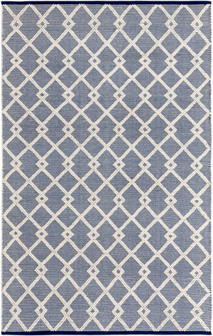 Blueberry 5' 1 x 8' Jill Zarin Dorset Rectangle Area Rug Premium Wool & Cotton Blend All Natural Pile Carpet for Bedrooms, Offices, Living Rooms, Dorms for Sale at Rug Engine