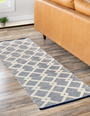 Blueberry 2' 7 x 10' Jill Zarin Dorset Runner Area Rug Premium Wool & Cotton Blend All Natural Pile Carpet for Bedrooms, Offices, Living Rooms, Dorms for Sale at Rug Engine