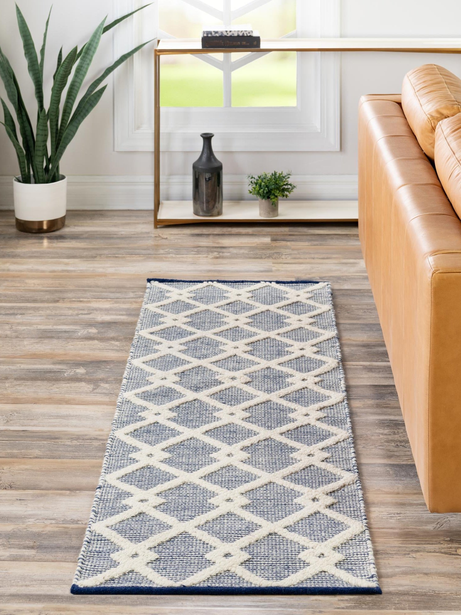 Blueberry 2' x 6' 1 Jill Zarin Dorset Runner Area Rug Premium Wool & Cotton Blend All Natural Pile Carpet for Bedrooms, Offices, Living Rooms, Dorms for Sale at Rug Engine
