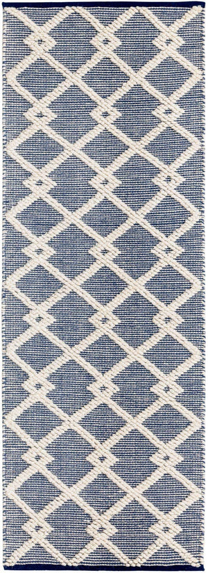 Blueberry 2' x 6' 1 Jill Zarin Dorset Runner Area Rug Premium Wool & Cotton Blend All Natural Pile Carpet for Bedrooms, Offices, Living Rooms, Dorms for Sale at Rug Engine