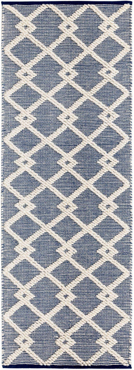 Blueberry 2' x 6' 1 Jill Zarin Dorset Runner Area Rug Premium Wool & Cotton Blend All Natural Pile Carpet for Bedrooms, Offices, Living Rooms, Dorms for Sale at Rug Engine