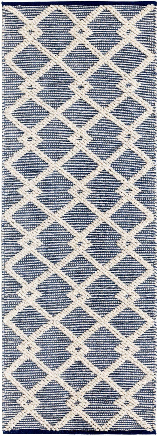 Blueberry 2' x 6' 1 Jill Zarin Dorset Runner Area Rug Premium Wool & Cotton Blend All Natural Pile Carpet for Bedrooms, Offices, Living Rooms, Dorms for Sale at Rug Engine