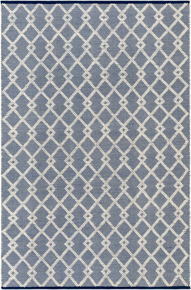 Blueberry 6' 1 x 9' Jill Zarin Dorset Rectangle Area Rug Premium Wool & Cotton Blend All Natural Pile Carpet for Bedrooms, Offices, Living Rooms, Dorms for Sale at Rug Engine