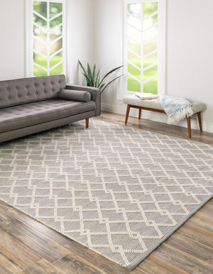Gray Manor 8' x 8' Jill Zarin Dorset Square Area Rug Premium Wool & Cotton Blend All Natural Pile Carpet for Bedrooms, Offices, Living Rooms, Dorms for Sale at Rug Engine