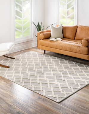 Gray Manor 9' x 12' Jill Zarin Dorset Rectangle Area Rug Premium Wool & Cotton Blend All Natural Pile Carpet for Bedrooms, Offices, Living Rooms, Dorms for Sale at Rug Engine