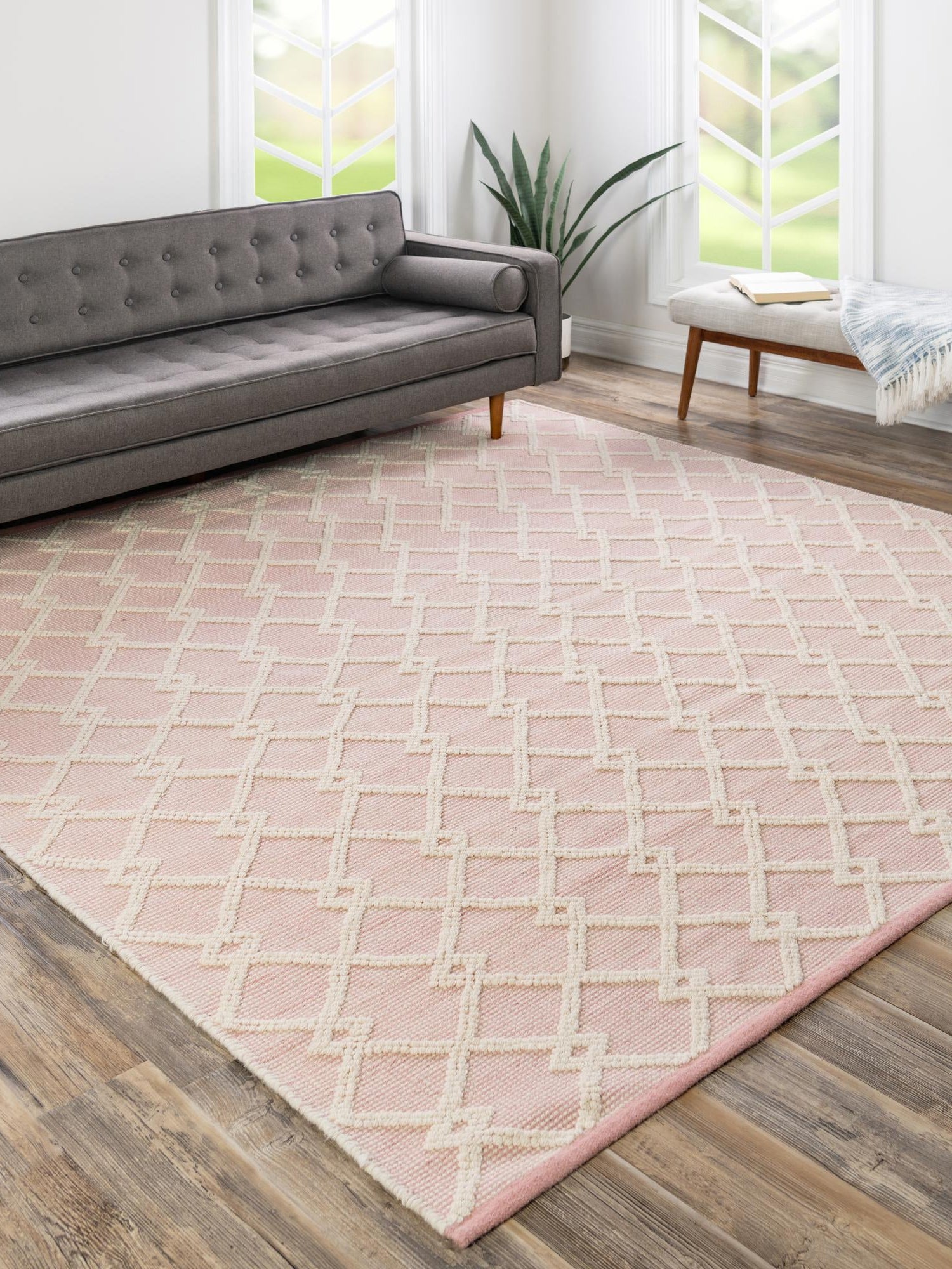 English Rose 8' x 8' Jill Zarin Dorset Square Area Rug Premium Wool & Cotton Blend All Natural Pile Carpet for Bedrooms, Offices, Living Rooms, Dorms for Sale at Rug Engine