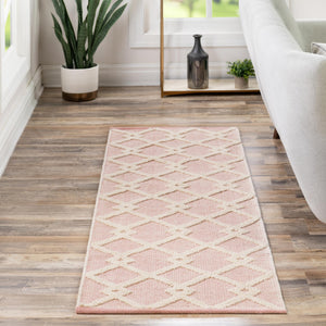 English Rose 2' 7 x 10' Jill Zarin Dorset Runner Area Rug Premium Wool & Cotton Blend All Natural Pile Carpet for Bedrooms, Offices, Living Rooms, Dorms for Sale at Rug Engine