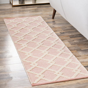 English Rose 2' 7 x 10' Jill Zarin Dorset Runner Area Rug Premium Wool & Cotton Blend All Natural Pile Carpet for Bedrooms, Offices, Living Rooms, Dorms for Sale at Rug Engine