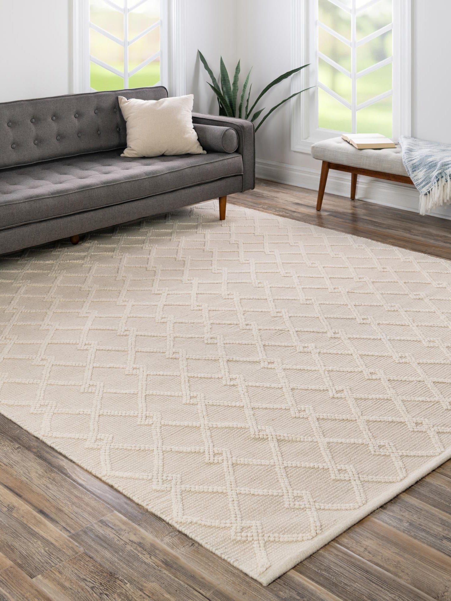 Vanilla Bean 8' x 8' Jill Zarin Dorset Square Area Rug Premium Wool & Cotton Blend All Natural Pile Carpet for Bedrooms, Offices, Living Rooms, Dorms for Sale at Rug Engine