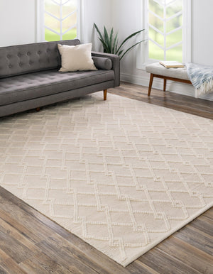 Vanilla Bean 8' x 8' Jill Zarin Dorset Square Area Rug Premium Wool & Cotton Blend All Natural Pile Carpet for Bedrooms, Offices, Living Rooms, Dorms for Sale at Rug Engine