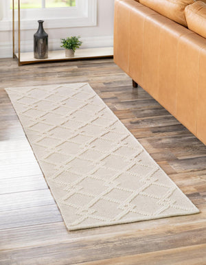 Vanilla Bean 2' x 8' Jill Zarin Dorset Runner Area Rug Premium Wool & Cotton Blend All Natural Pile Carpet for Bedrooms, Offices, Living Rooms, Dorms for Sale at Rug Engine