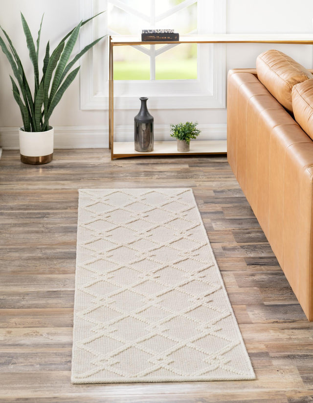 Vanilla Bean 2' 7 x 10' Jill Zarin Dorset Runner Area Rug Premium Wool & Cotton Blend All Natural Pile Carpet for Bedrooms, Offices, Living Rooms, Dorms for Sale at Rug Engine