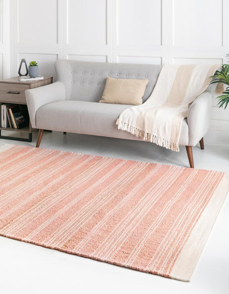 Blush Pink 7' 10 x 10' Lariat Rectangle Area Rug All Natural Jute & Wool With Cotton Backing Premium Carpet for Living Rooms, Dining, Office for Sale at Rug Engine