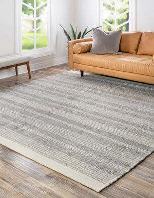 Gray 10' x 10' Lariat Square Area Rug All Natural Jute & Wool With Cotton Backing Premium Carpet for Living Rooms, Dining, Office for Sale at Rug Engine