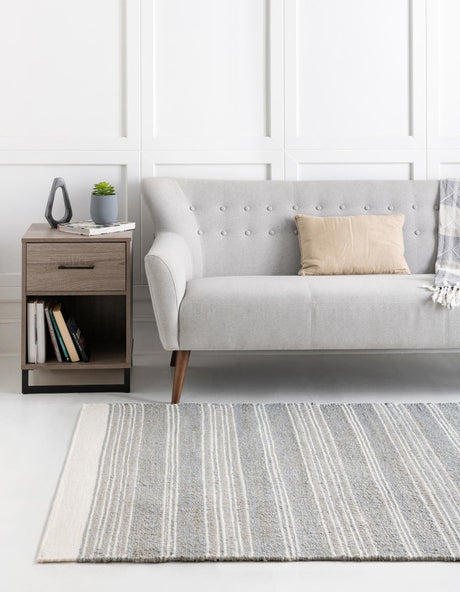 Gray 4' 1 x 6' 1 Lariat Rectangle Area Rug All Natural Jute & Wool With Cotton Backing Premium Carpet for Living Rooms, Dining, Office for Sale at Rug Engine