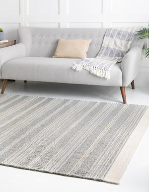 Gray 5' 1 x 8' Lariat Rectangle Area Rug All Natural Jute & Wool With Cotton Backing Premium Carpet for Living Rooms, Dining, Office for Sale at Rug Engine