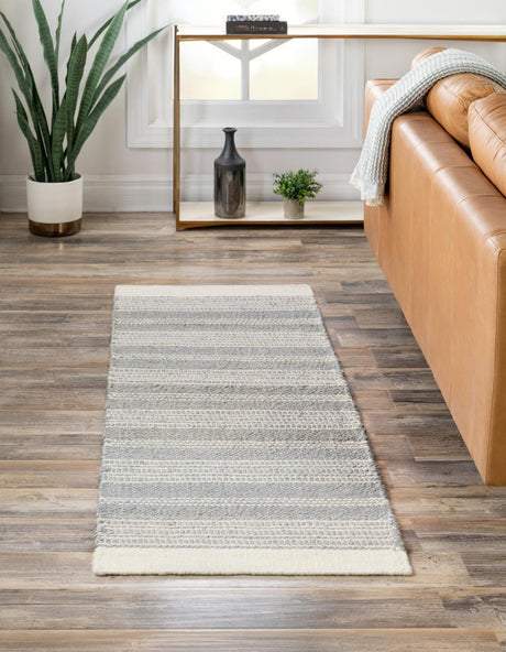 Gray 2' x 8' Lariat Runner Area Rug All Natural Jute & Wool With Cotton Backing Premium Carpet for Living Rooms, Dining, Office for Sale at Rug Engine