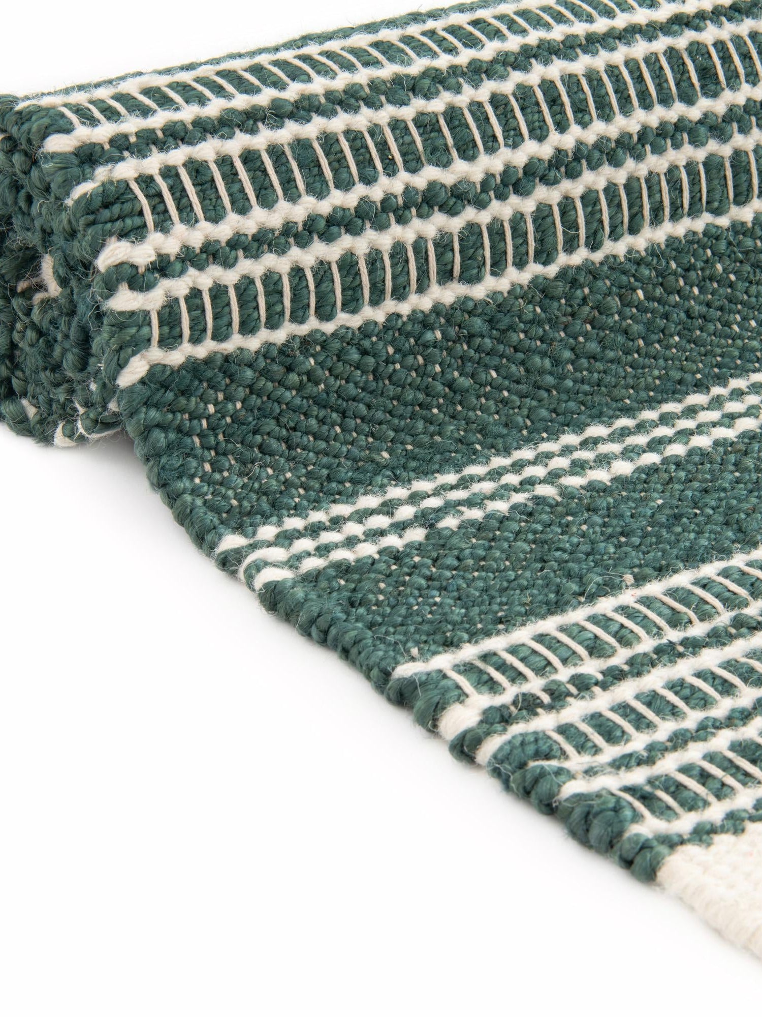 Hunter Green 4' 1 x 6' 1 Lariat Rectangle Area Rug All Natural Jute & Wool With Cotton Backing Premium Carpet for Living Rooms, Dining, Office for Sale at Rug Engine