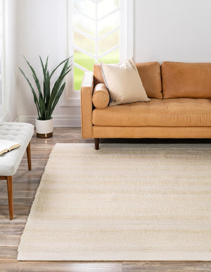 Ivory and White 10' x 10' Lariat Square Area Rug All Natural Jute & Wool With Cotton Backing Premium Carpet for Living Rooms, Dining, Office for Sale at Rug Engine