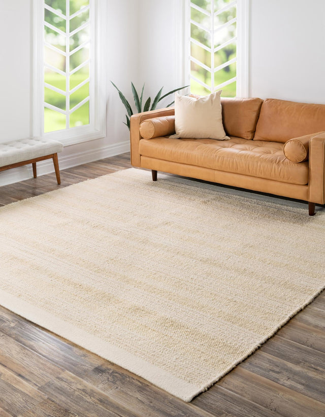 Ivory and White 10' x 10' Lariat Square Area Rug All Natural Jute & Wool With Cotton Backing Premium Carpet for Living Rooms, Dining, Office for Sale at Rug Engine