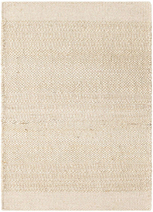 Ivory and White 2' 2 x 3' 1 Lariat Rectangle Area Rug All Natural Jute & Wool With Cotton Backing Premium Carpet for Living Rooms, Dining, Office for Sale at Rug Engine