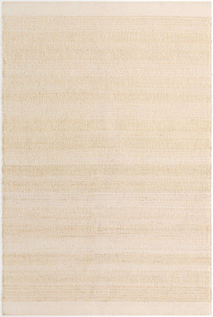 Ivory and White 4' 1 x 6' 1 Lariat Rectangle Area Rug All Natural Jute & Wool With Cotton Backing Premium Carpet for Living Rooms, Dining, Office for Sale at Rug Engine