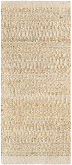 Ivory and White 2' x 5' 1 Lariat Runner Area Rug All Natural Jute & Wool With Cotton Backing Premium Carpet for Living Rooms, Dining, Office for Sale at Rug Engine